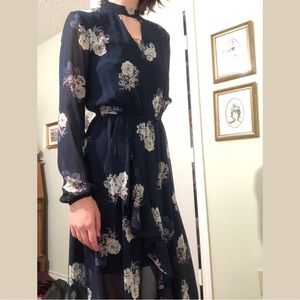 Floral Long Sleeve Midi Dress